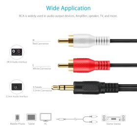 Mini Jack Plug 3.5mm to 2 Red White RCA Stereo Audio Cable